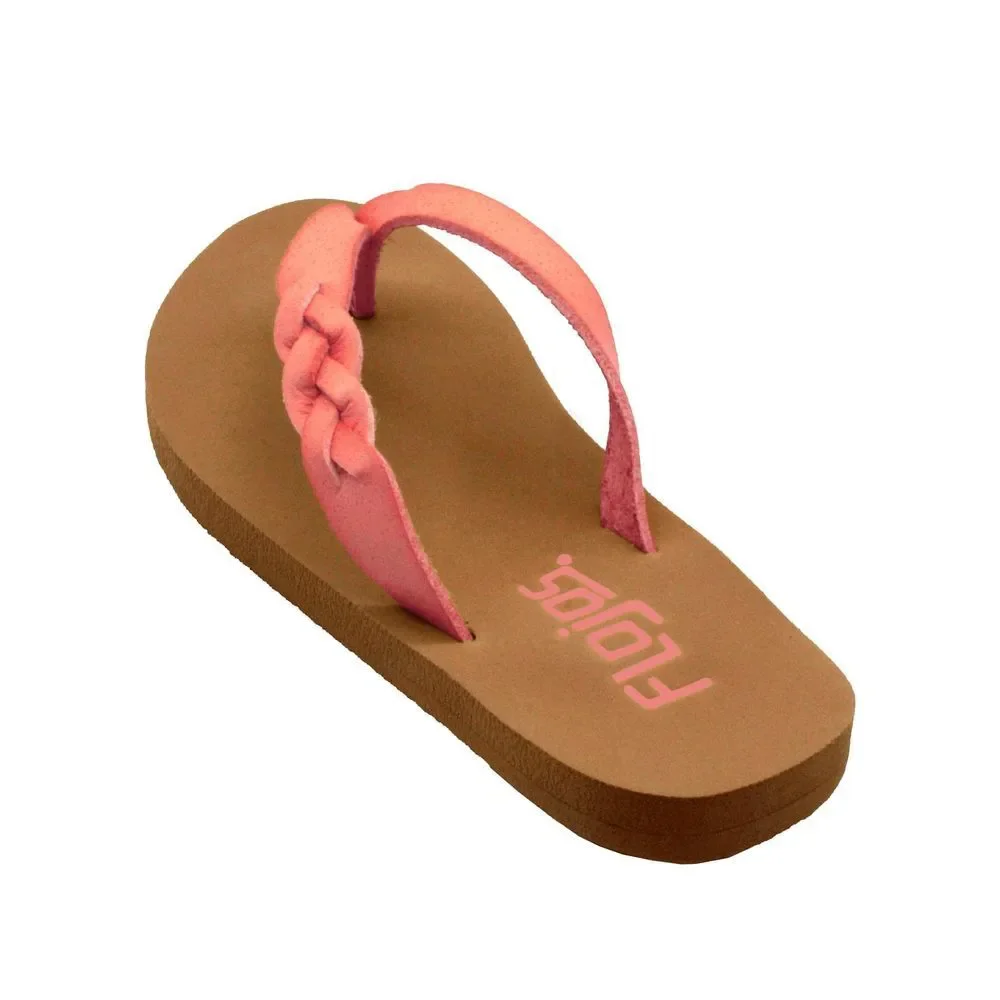 FLOJOS Girls Serenity Flat Sandal, Coral Glitter, 12 Little Kid